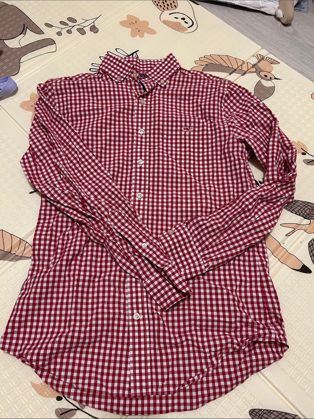 Vineyard Vines Red and White Gingham Button-Down Shirt